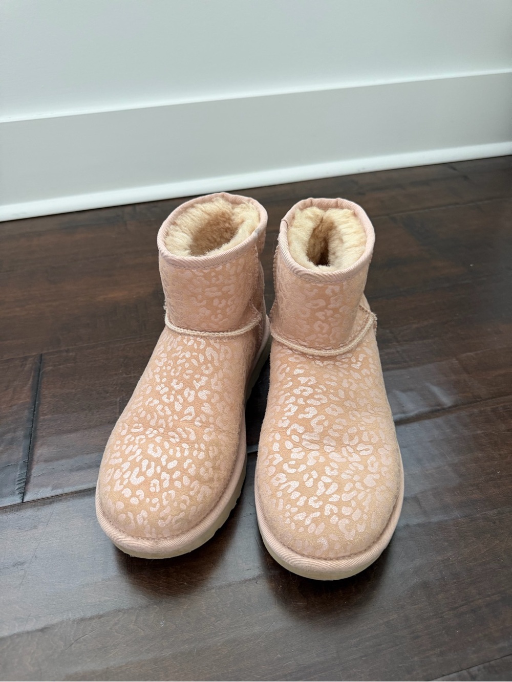 UGG Pink Leopard Print Classic Short Booties